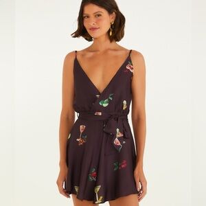 New Farm rio Cocktail Print Romper XS in viscose
